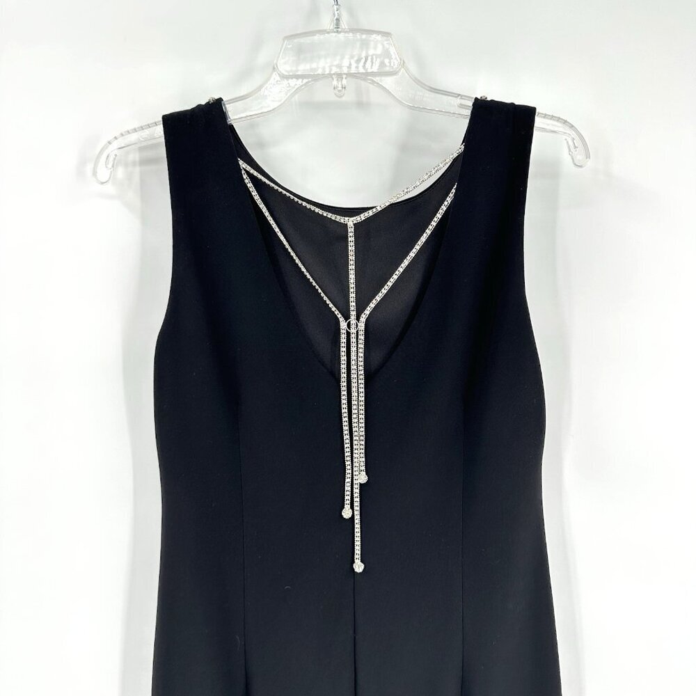 JOSEPH RIBKOFF dress sheath black lbd 10 jewel chain formal cocktail party - Picture 11 of 16